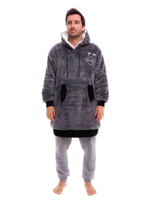Geruite Poncho - Houtskool XS/S/M