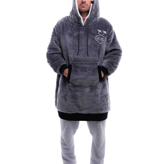 Geruite Poncho - Houtskool XS/S/M