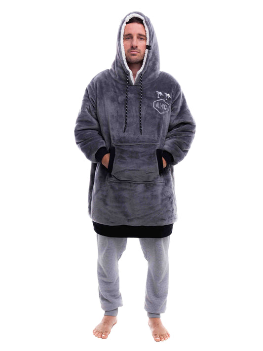 Geruite Poncho - Houtskool XS/S/M
