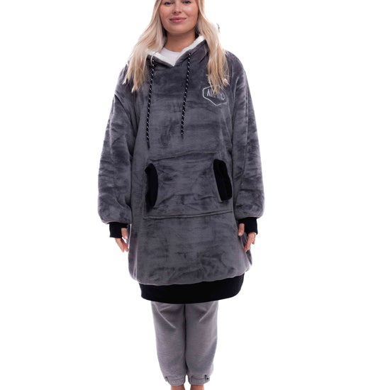 Geruite Poncho - Houtskool XS/S/M
