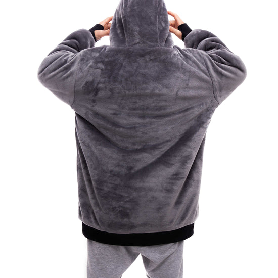 Geruite Poncho - Houtskool XS/S/M