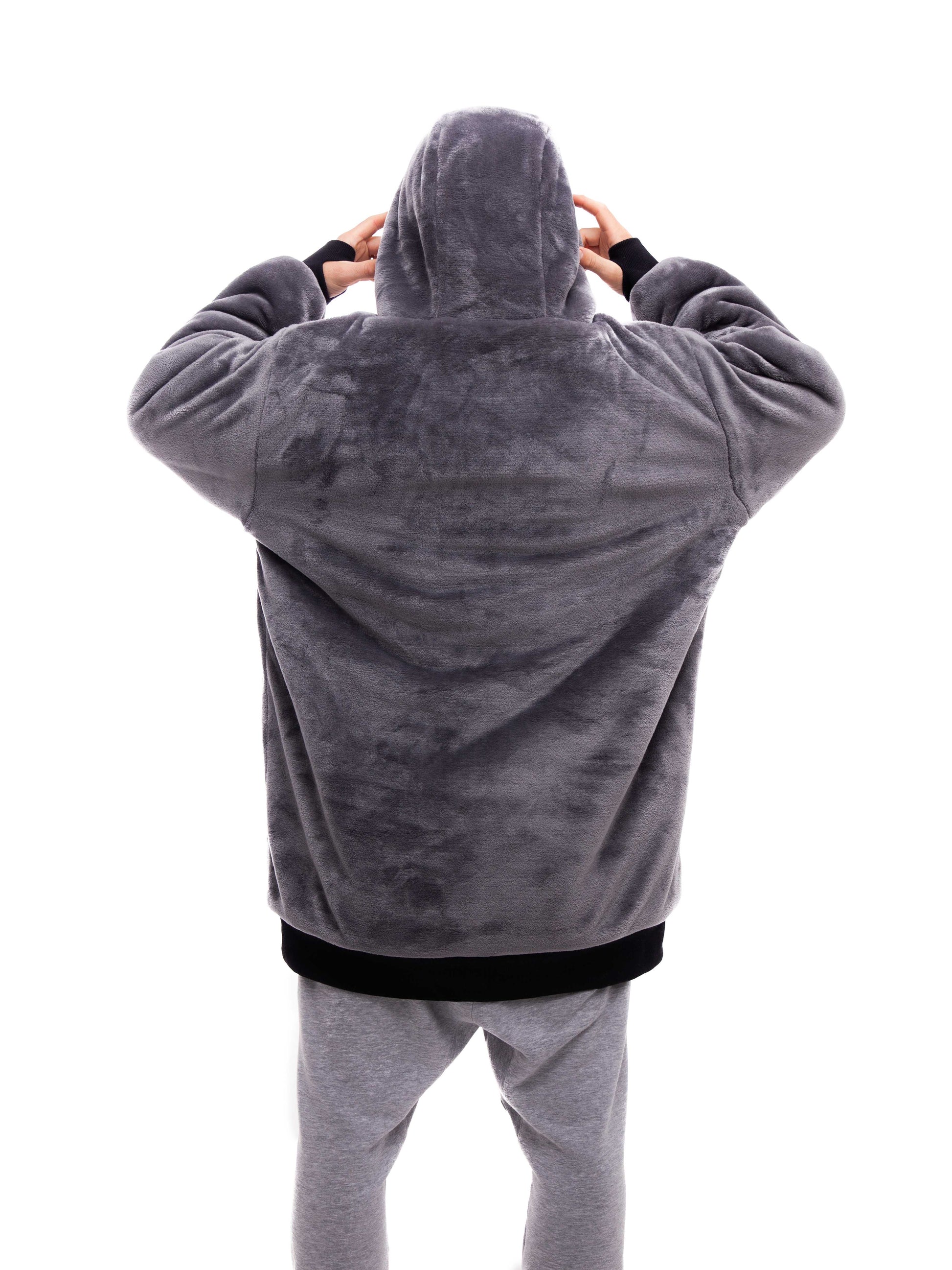 Geruite Poncho - Houtskool XS/S/M