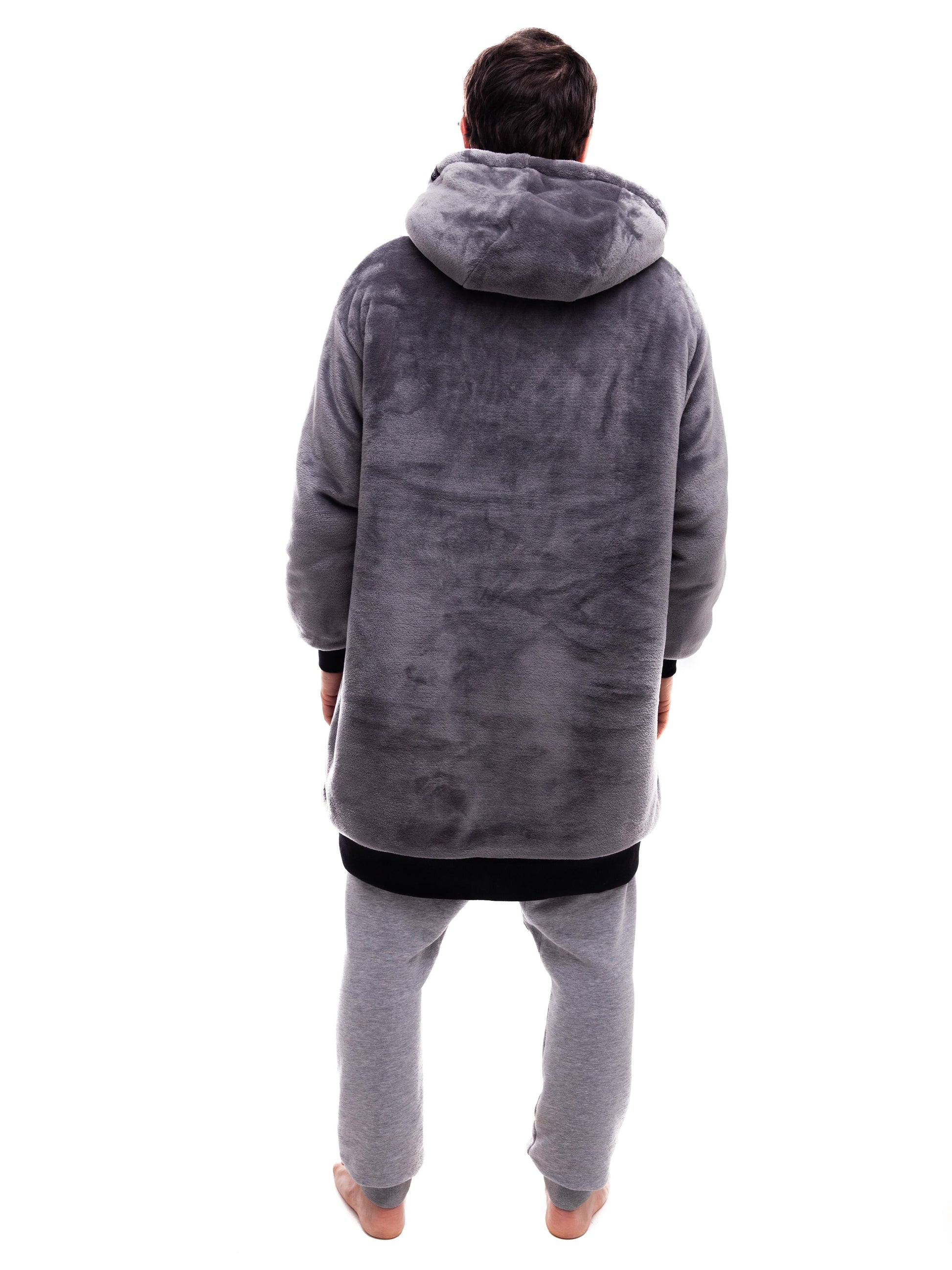 Geruite Poncho - Houtskool XS/S/M