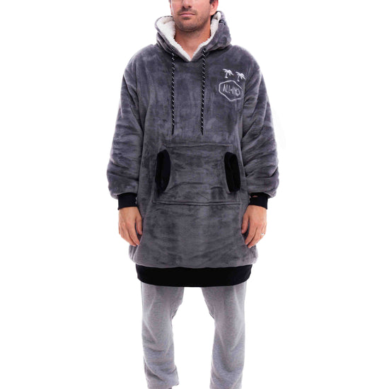 Geruite Poncho - Houtskool XS/S/M