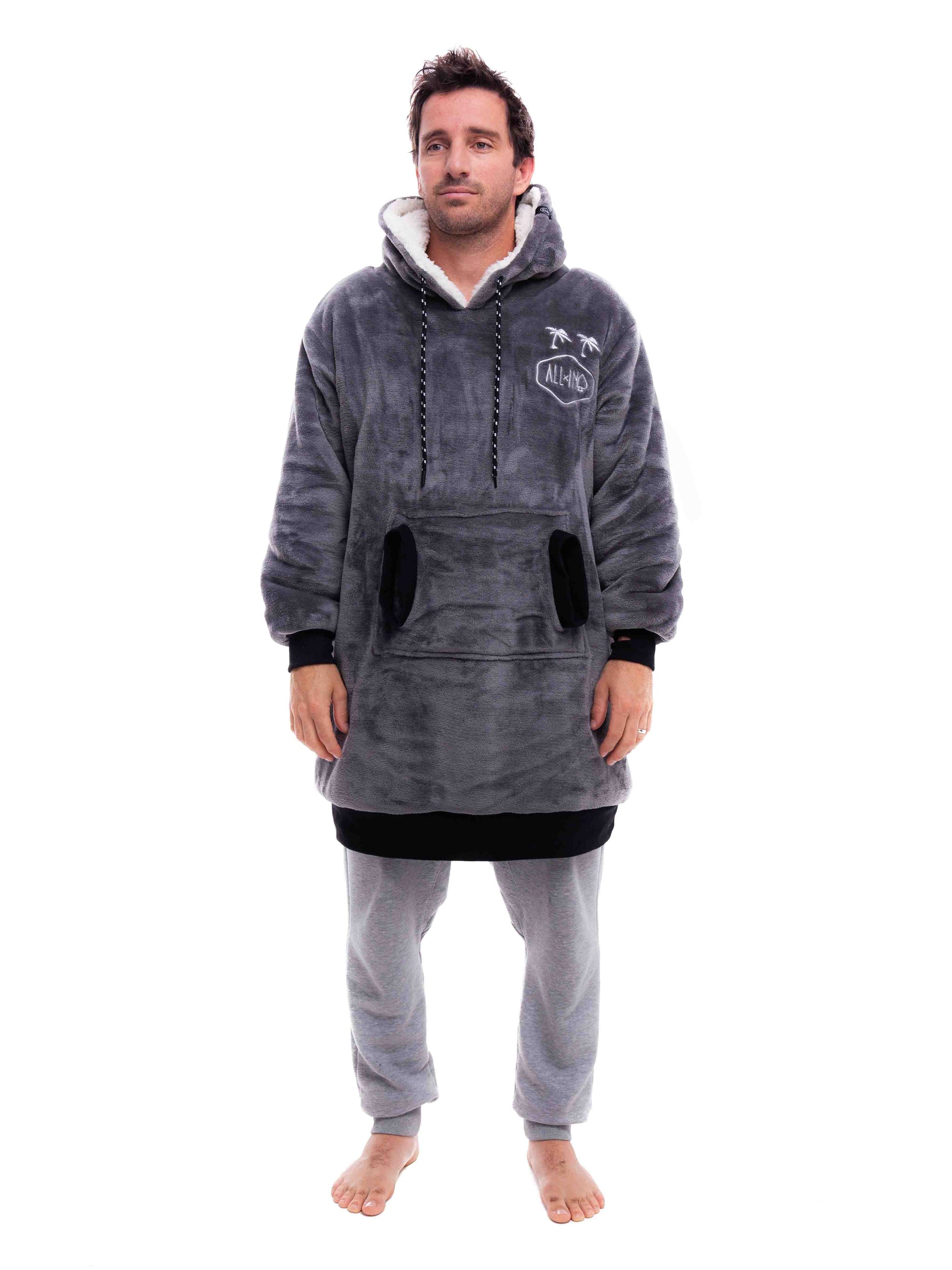 Geruite Poncho - Houtskool XS/S/M