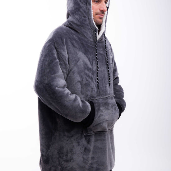 Geruite Poncho - Houtskool XS/S/M