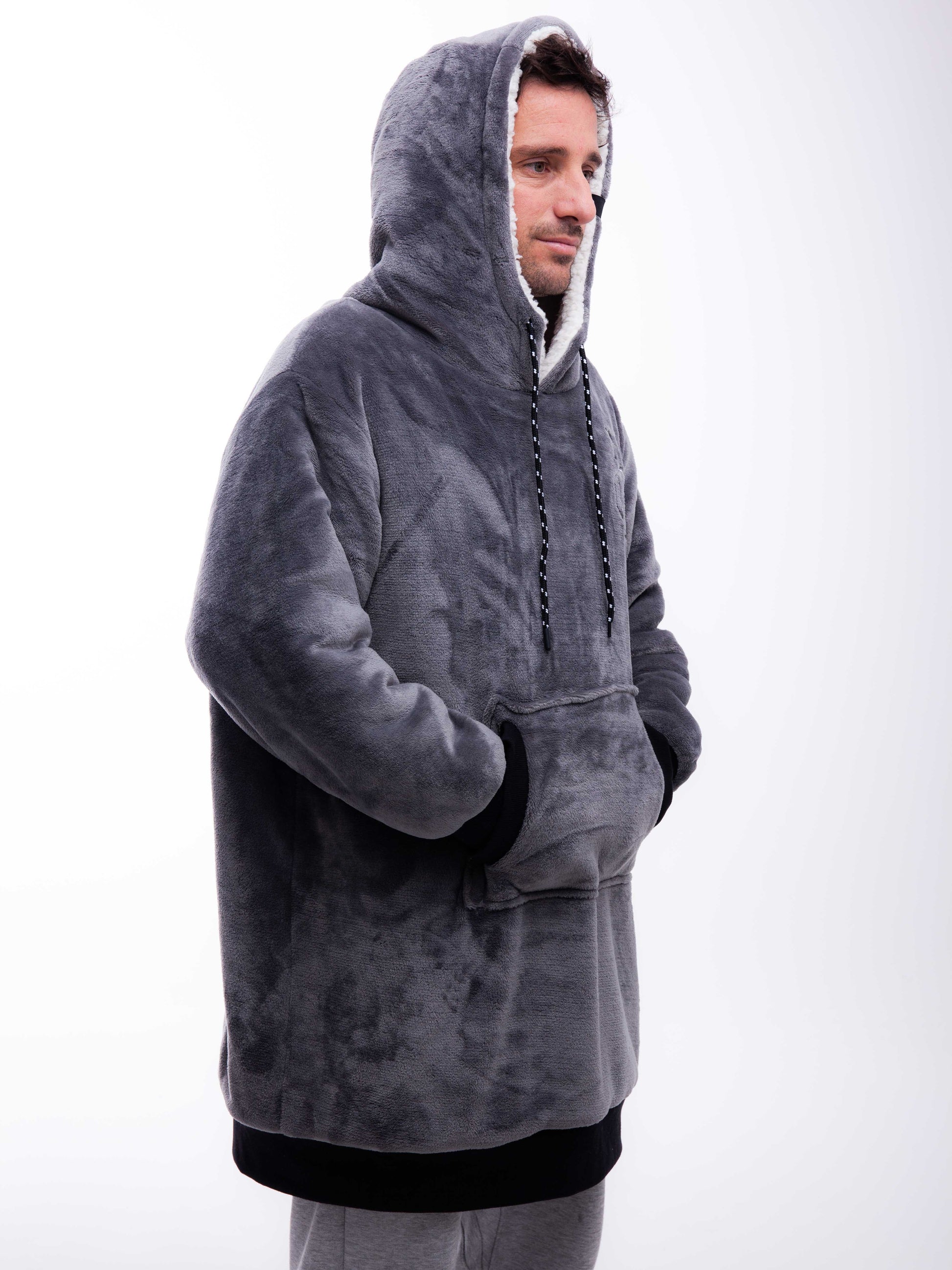 Geruite Poncho - Houtskool XS/S/M