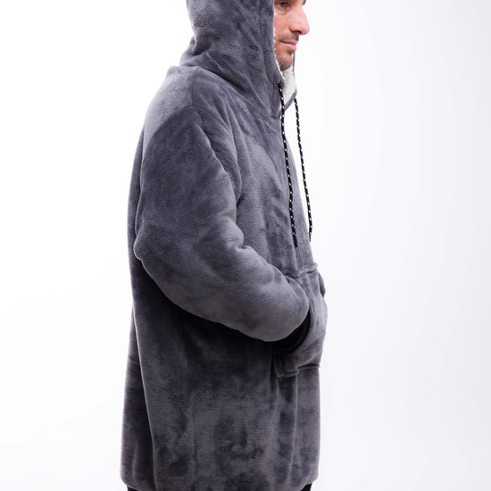 Geruite Poncho - Houtskool XS/S/M