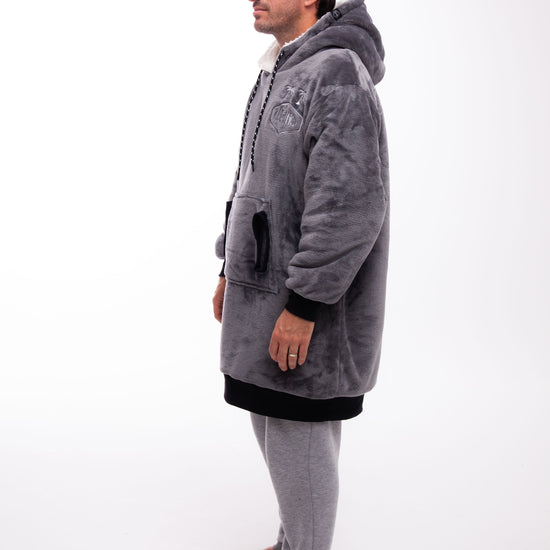 Geruite Poncho - Houtskool XS/S/M