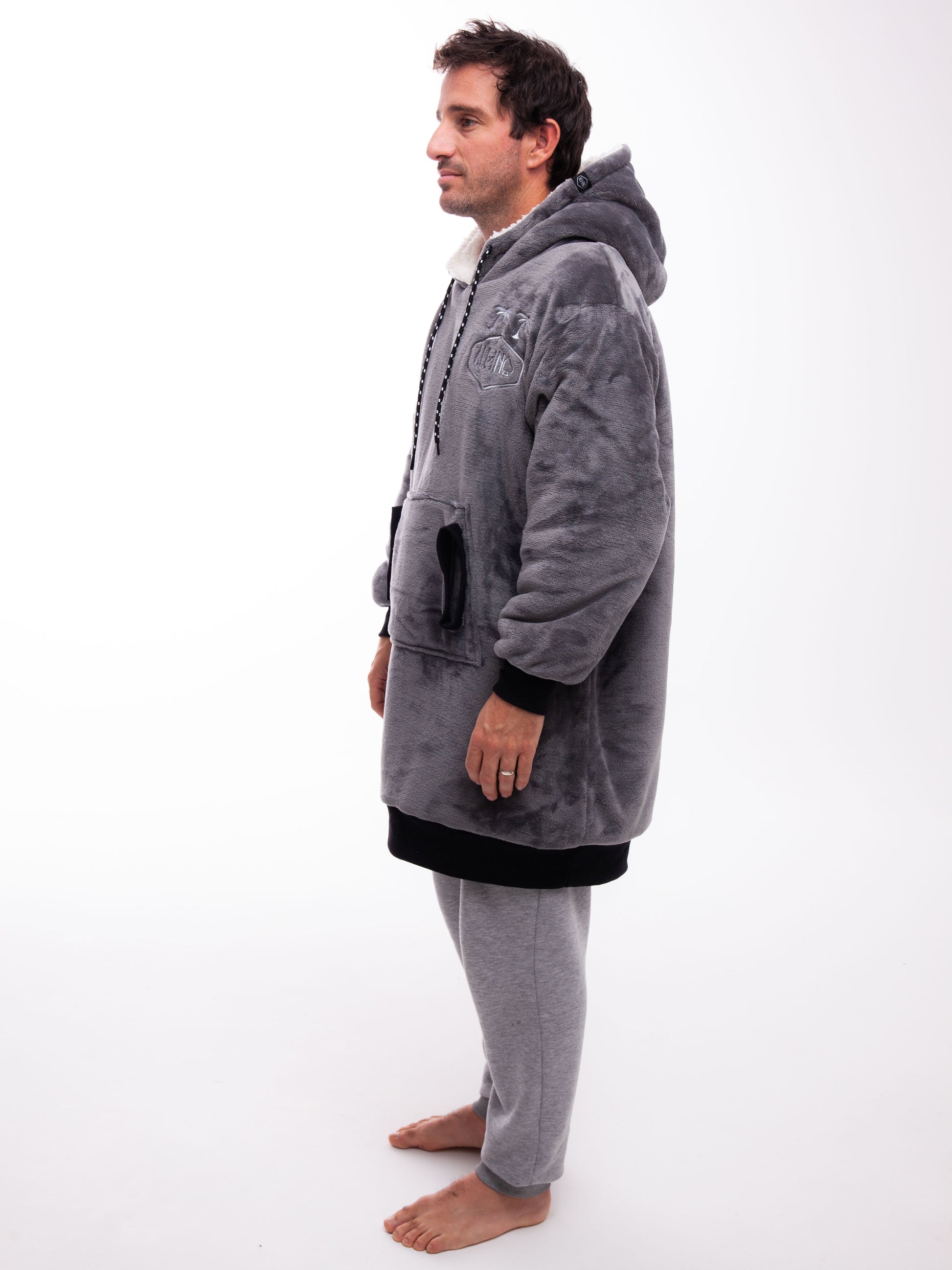 Geruite Poncho - Houtskool XS/S/M