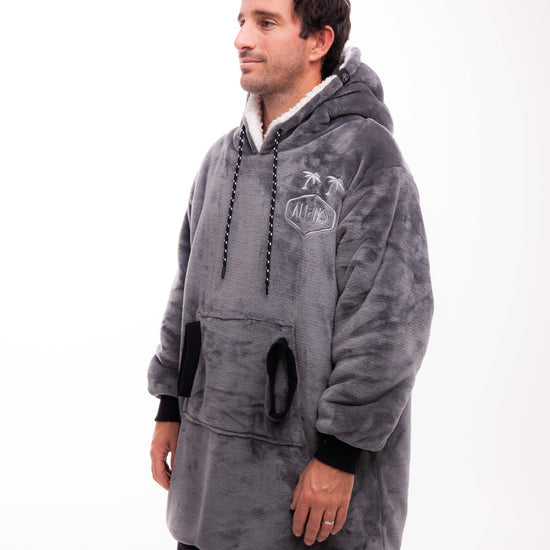 Geruite Poncho - Houtskool XS/S/M