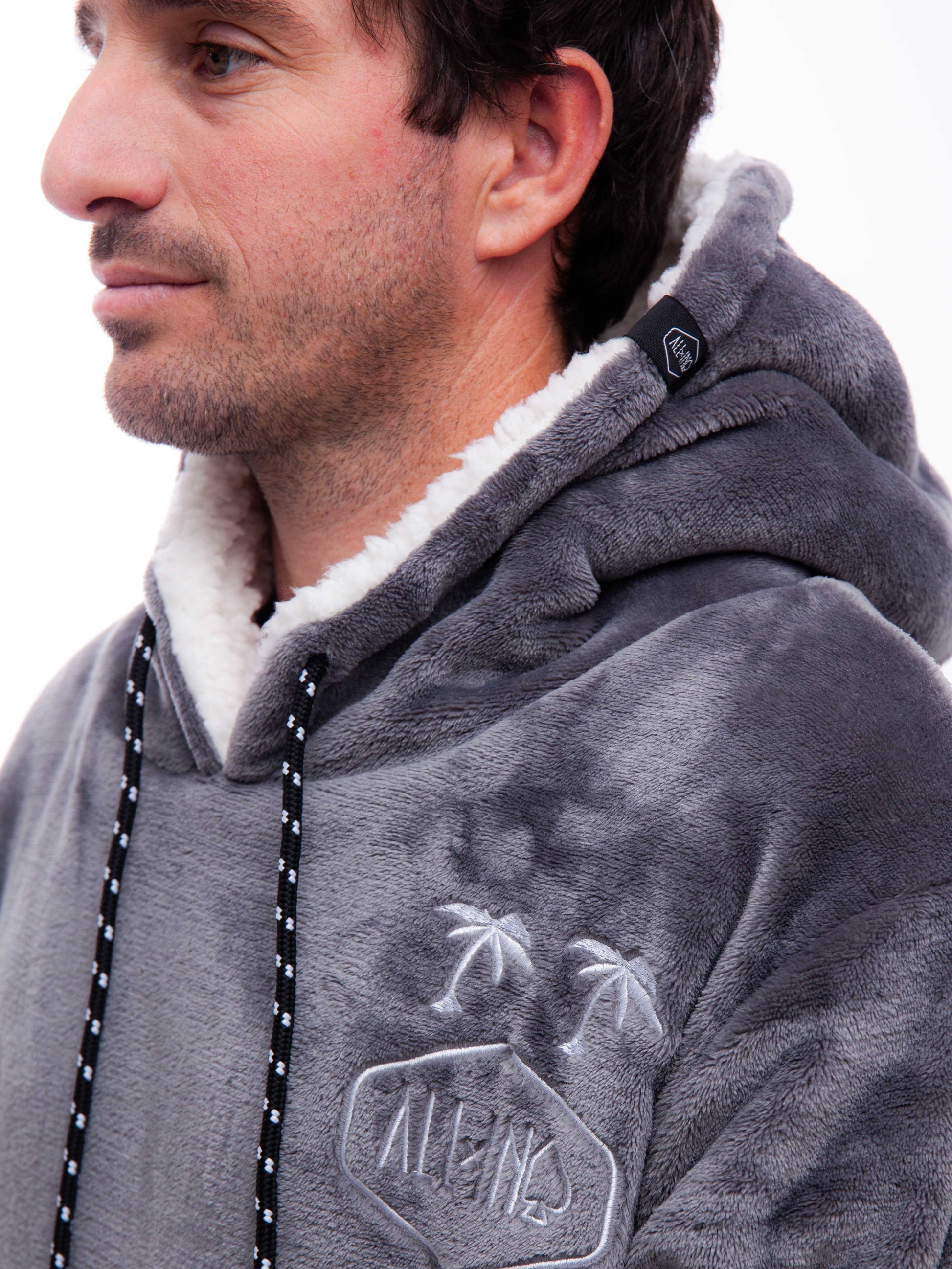 Geruite Poncho - Houtskool XS/S/M