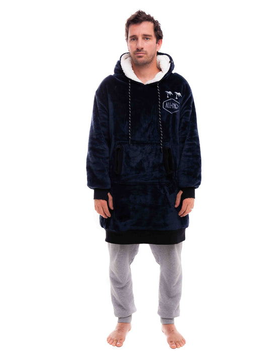 Geruite Poncho - Grijsblauw L/XL