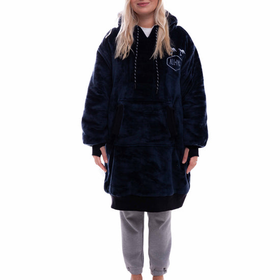 Geruite Poncho - Grijsblauw L/XL