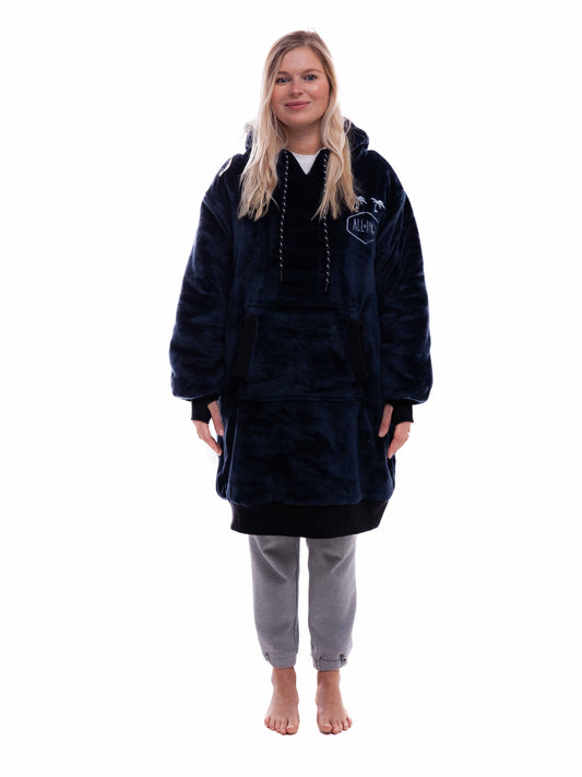 Geruite Poncho - Grijsblauw L/XL