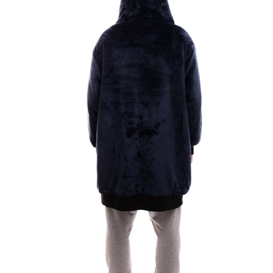 Geruite Poncho - Grijsblauw L/XL
