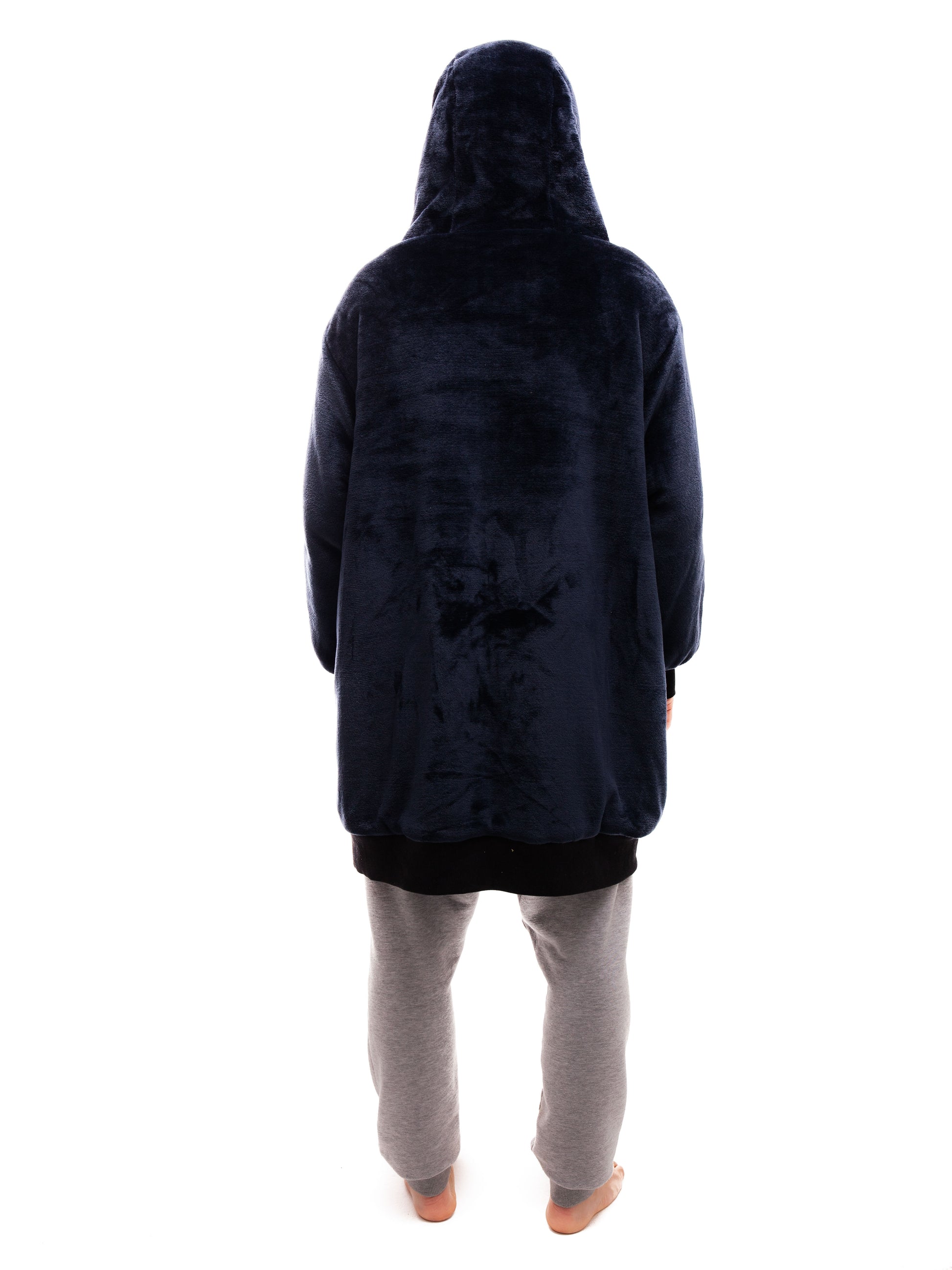 Geruite Poncho - Grijsblauw L/XL