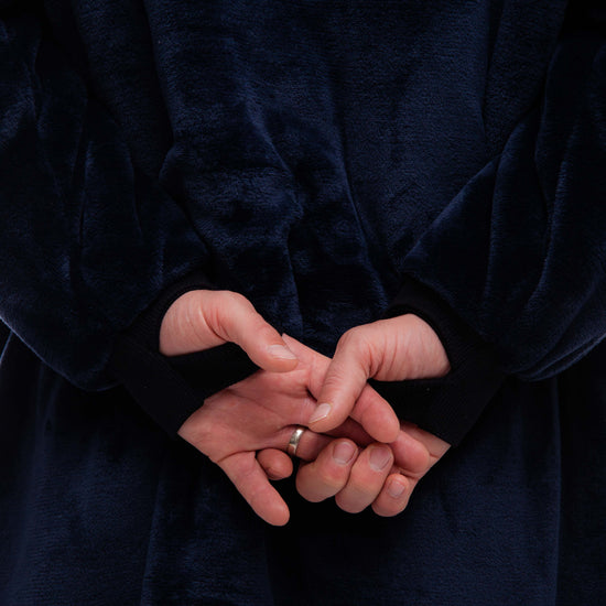 Geruite Poncho - Grijsblauw L/XL