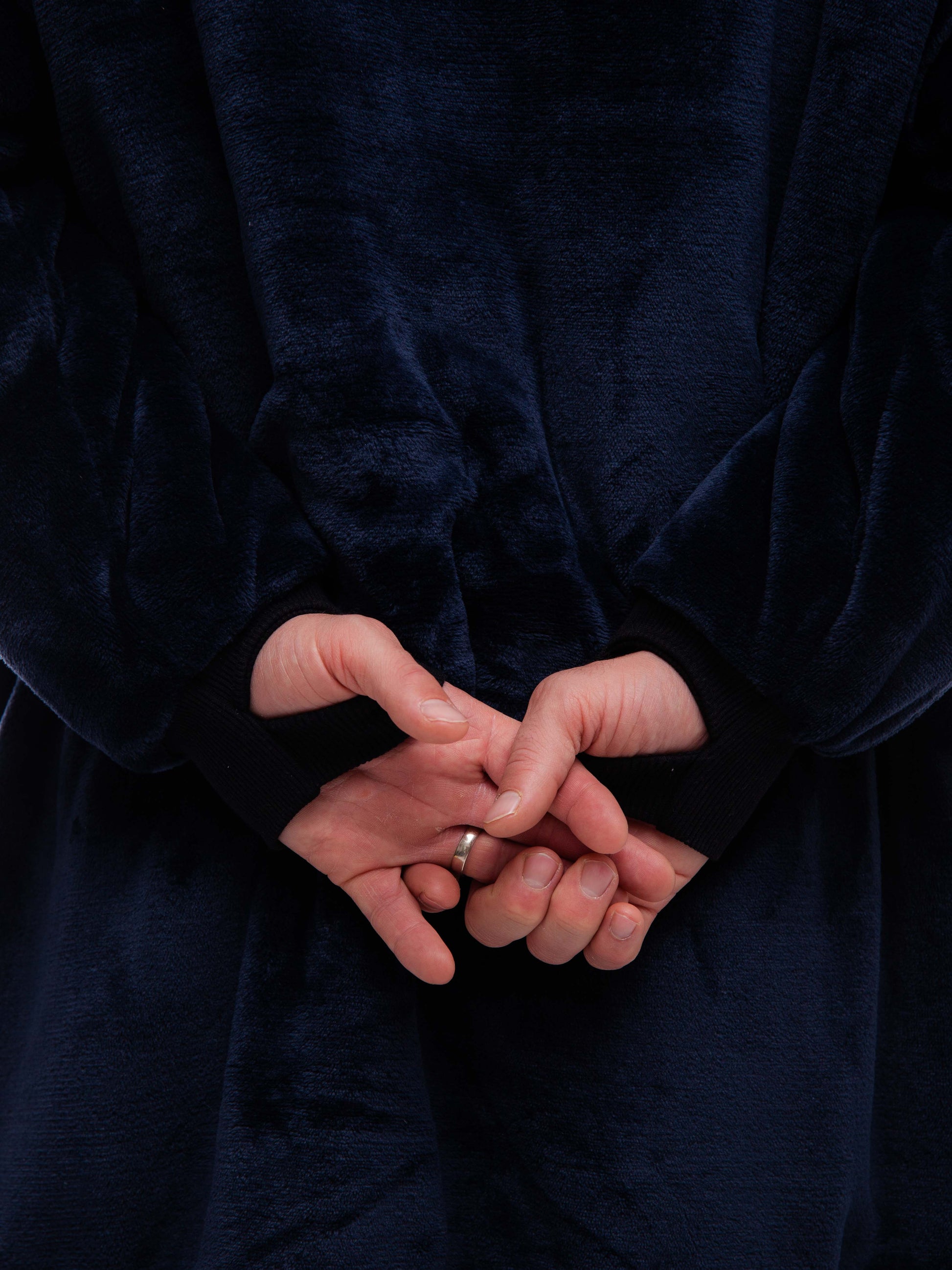 Geruite Poncho - Grijsblauw L/XL