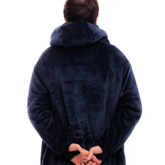 Geruite Poncho - Grijsblauw L/XL