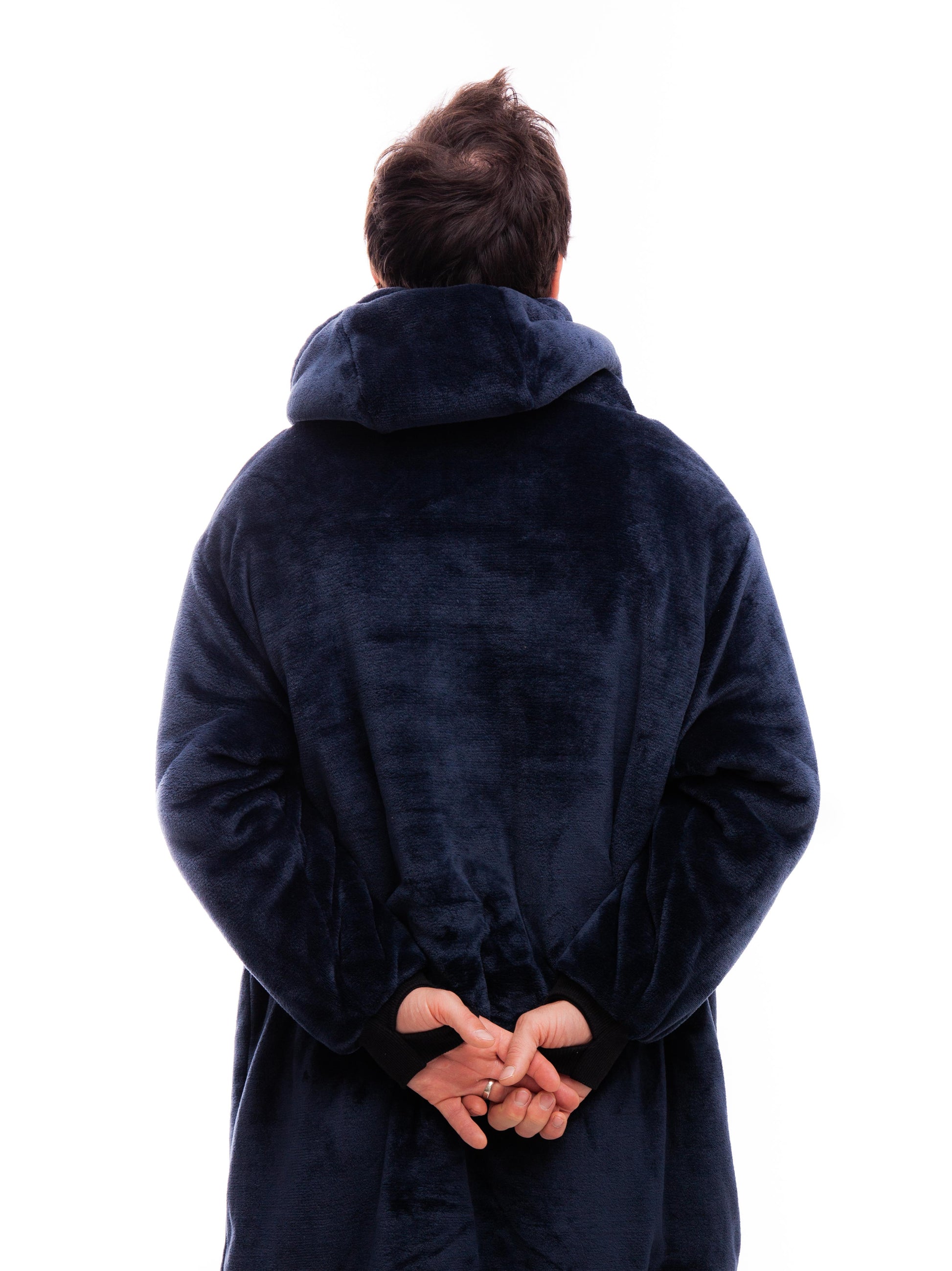 Geruite Poncho - Grijsblauw L/XL