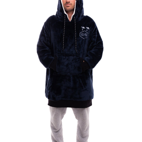 Geruite Poncho - Grijsblauw L/XL