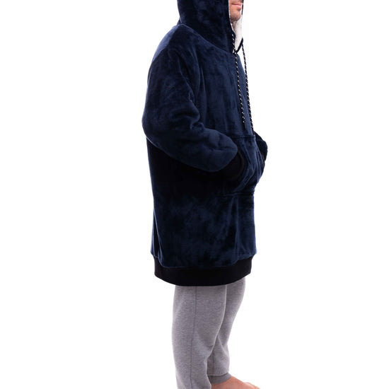 Geruite Poncho - Grijsblauw L/XL
