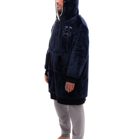 Geruite Poncho - Grijsblauw L/XL