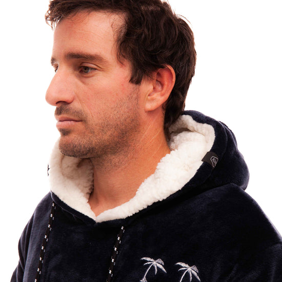 Geruite Poncho - Grijsblauw L/XL