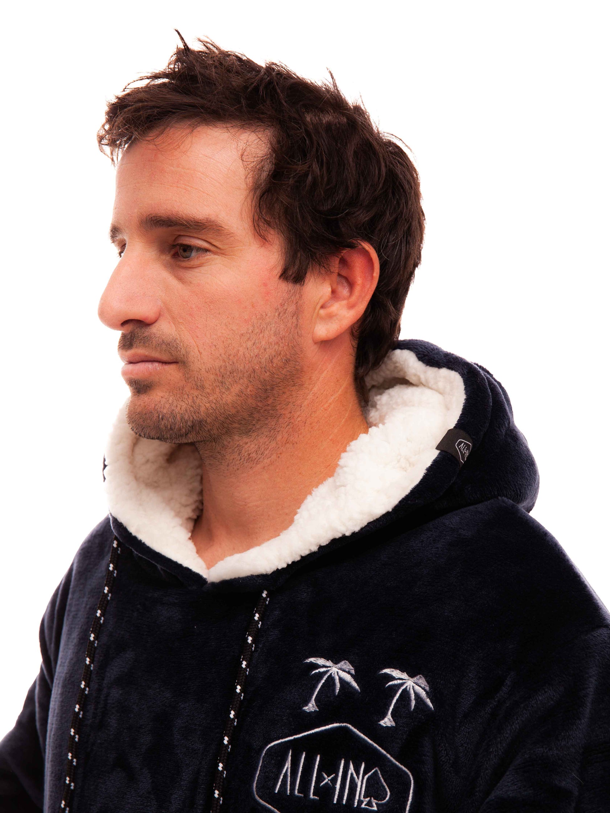 Geruite Poncho - Grijsblauw L/XL