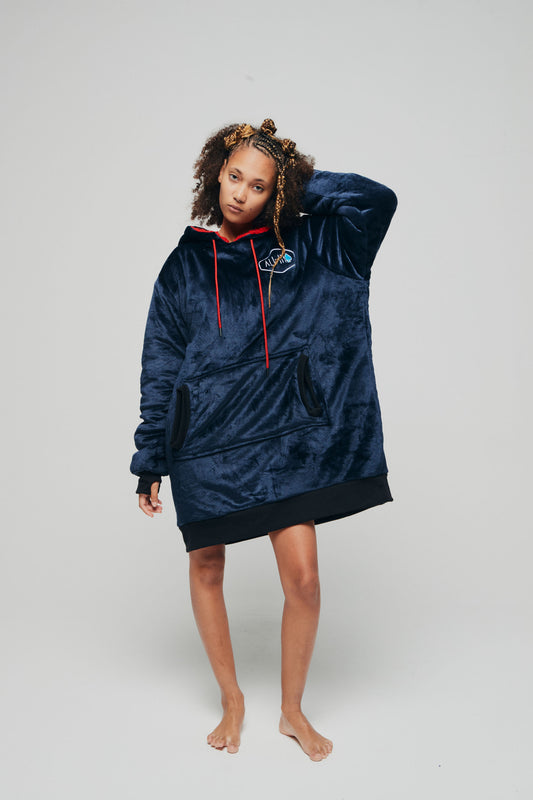 Poncho Plaid - GREY BLUE
