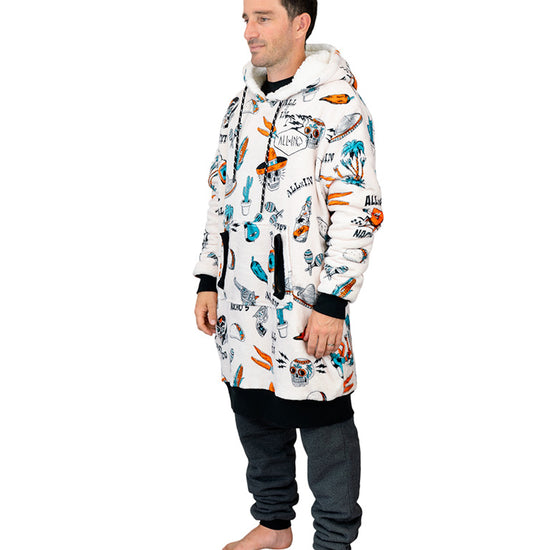 Poncho a cuadros - Jacquard Rosa Oscuro Cebra / Negro Waffle L/XL