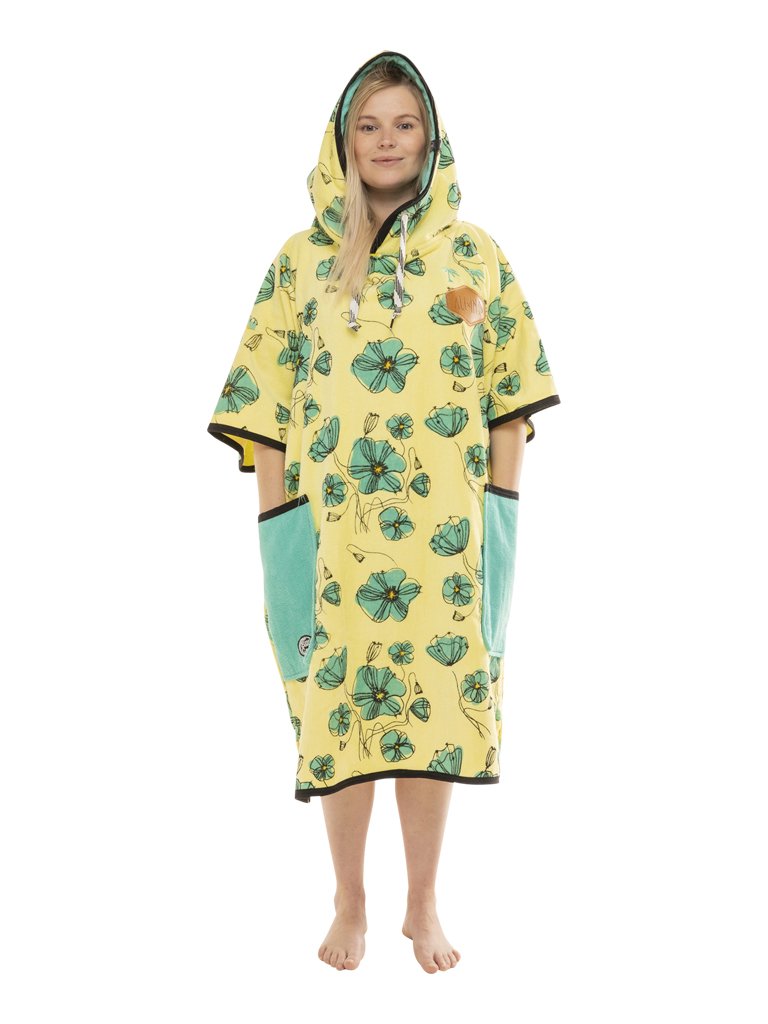 T Poncho Beach Crew - Coquelicot / Aqua One Size