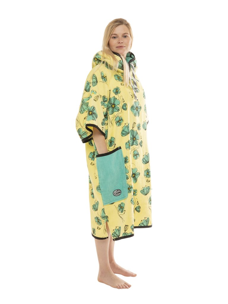 T Poncho Beach Crew - Coquelicot / Aqua One Size