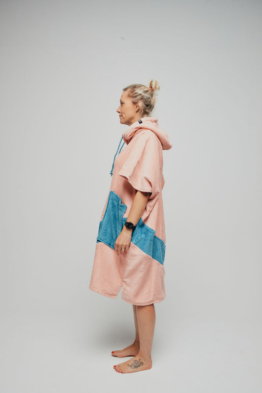 Poncho adulte coupe V - CORAL BLUE