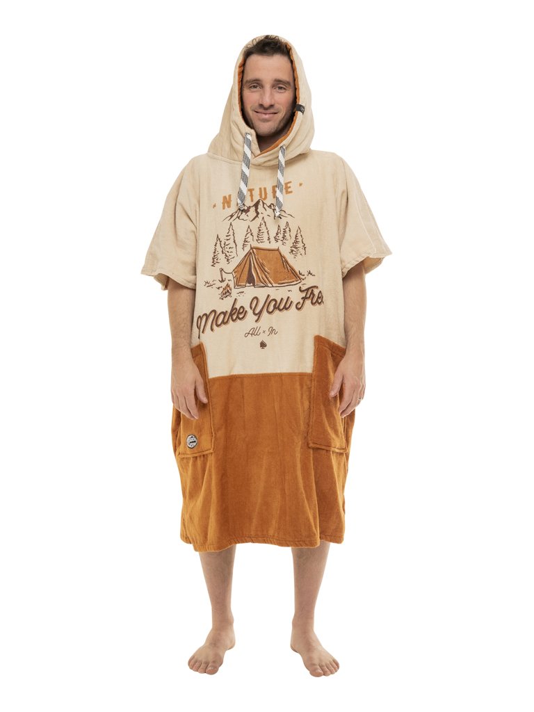V Poncho Beach Crew - Nature Beige Talla única