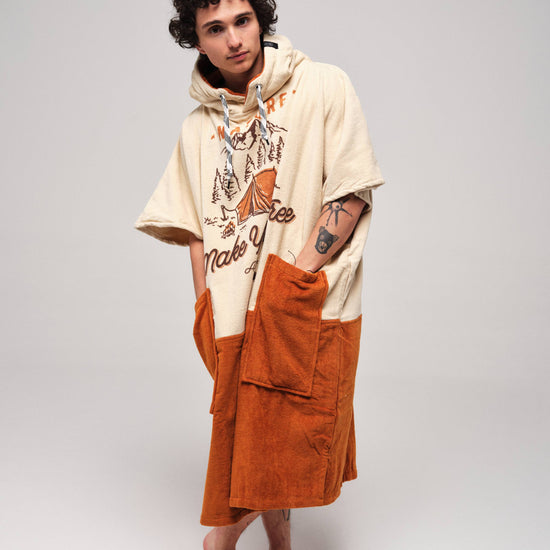 V Poncho Beach Crew - Nature Beige Talla única