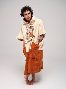 Poncho adulto con corte en V - Beige