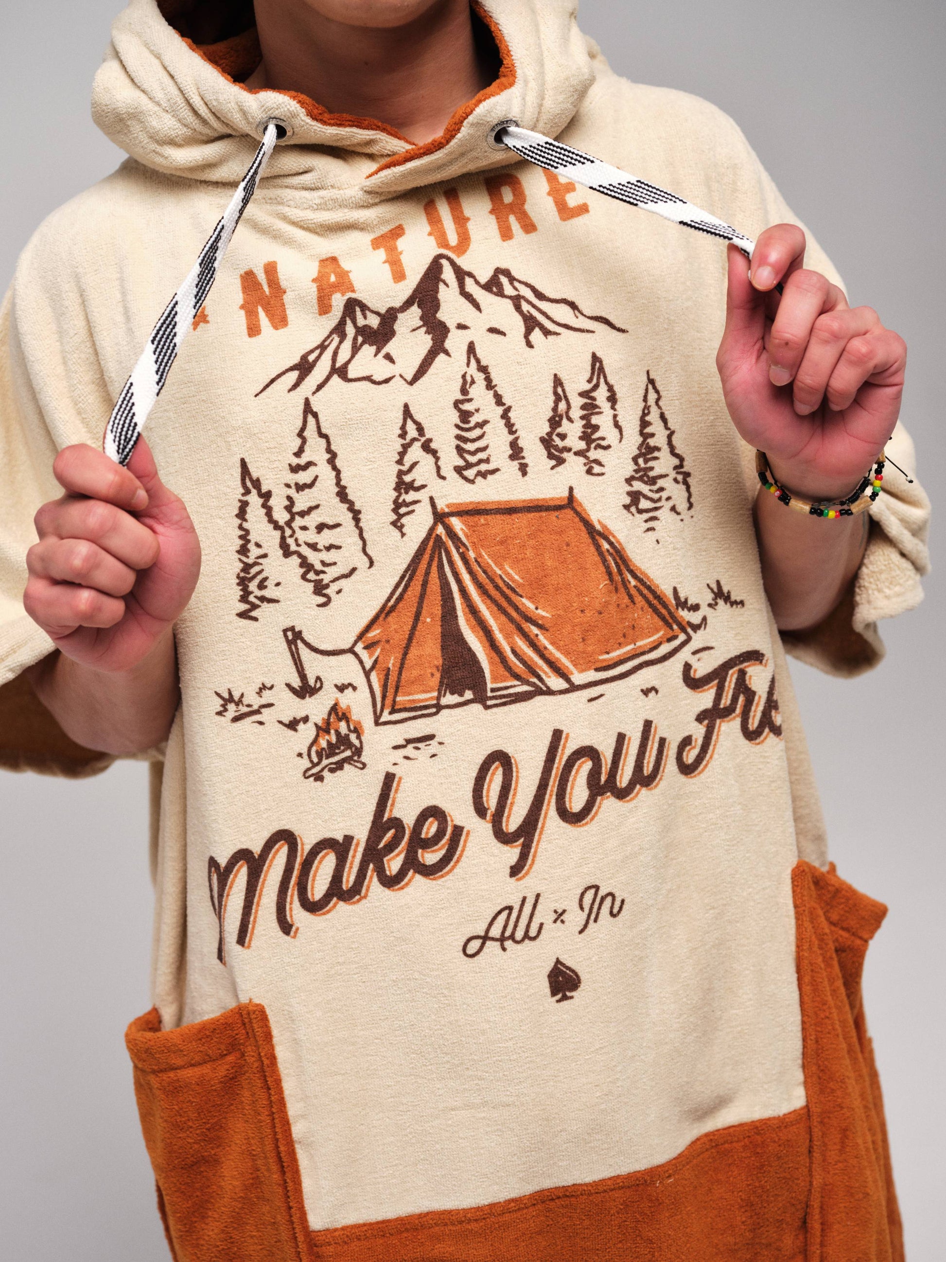 V Poncho Beach Crew - Nature Beige Talla única