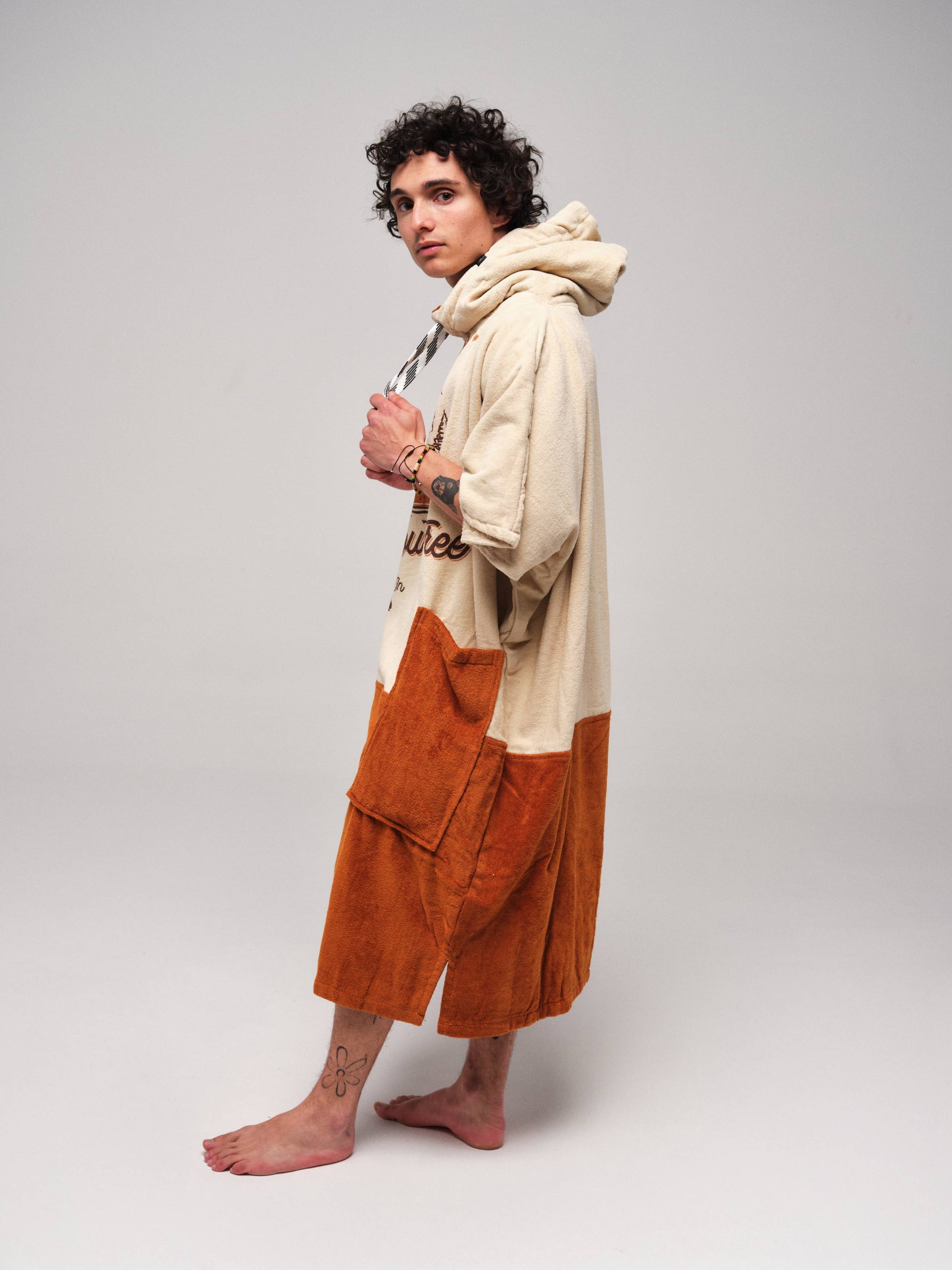 V Poncho Beach Crew - Nature Beige Talla única