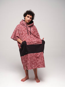 Poncho adulto con cuello en V - Rojo japonés