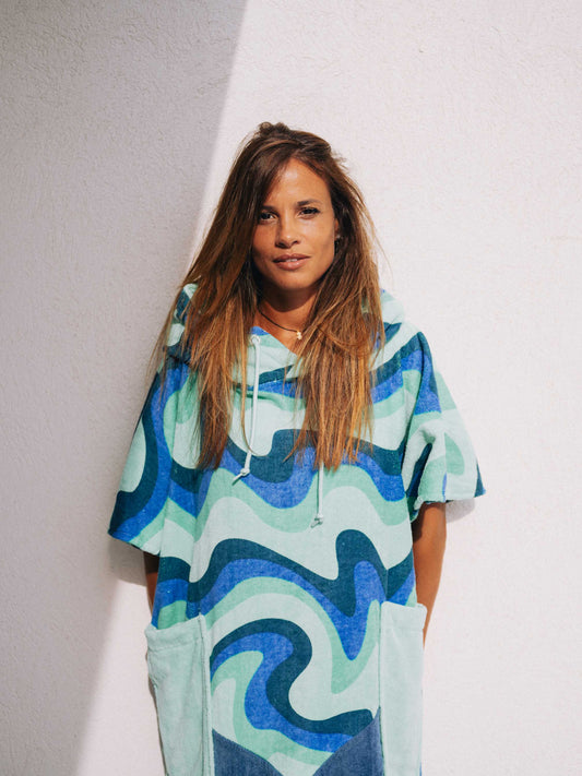Volwassene poncho met V-uitsnijding - Berlijns Blauw