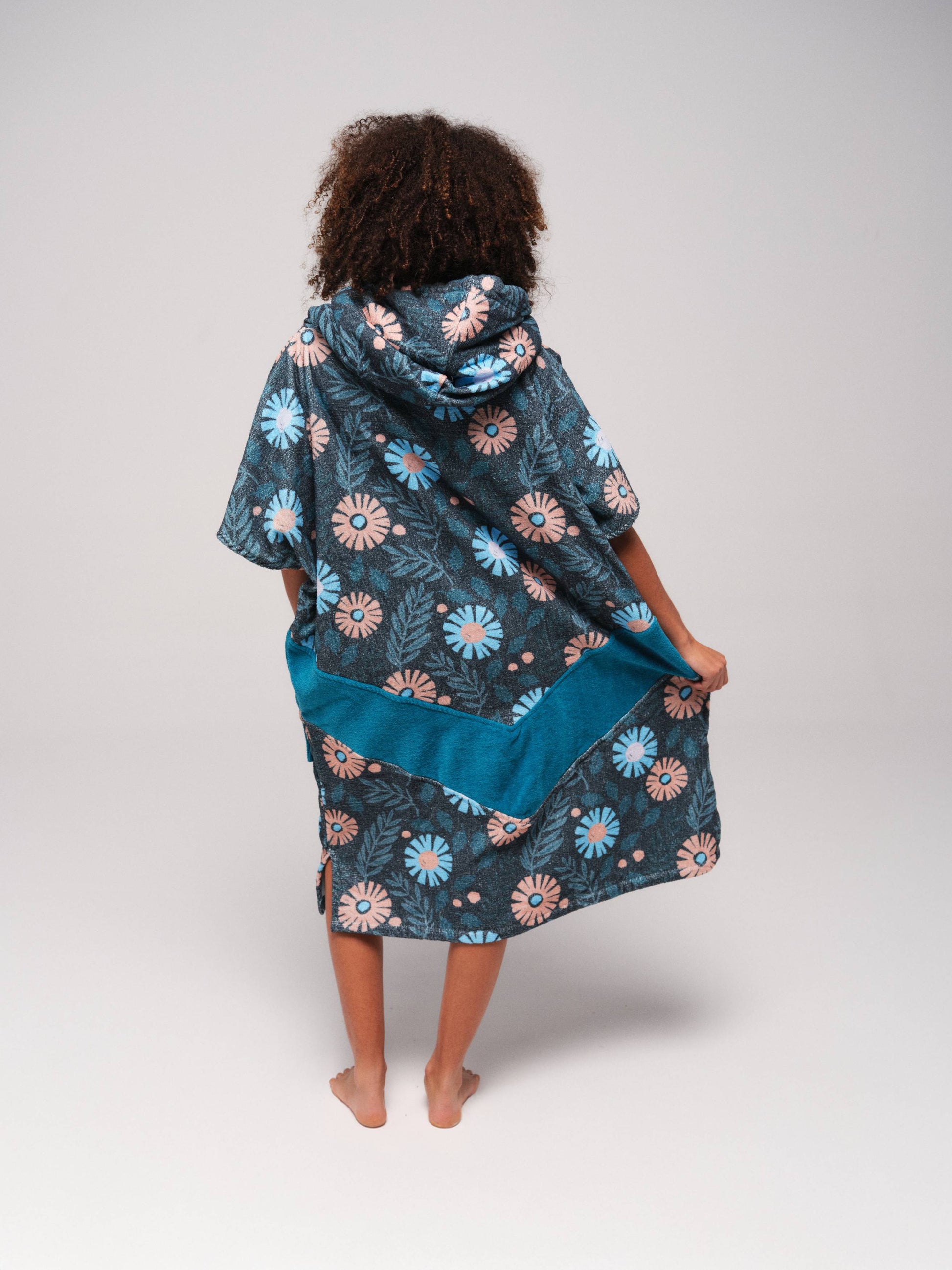 V Poncho - Floral Blue One Size