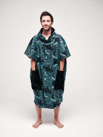 Volwassen V-snit poncho - Surfen