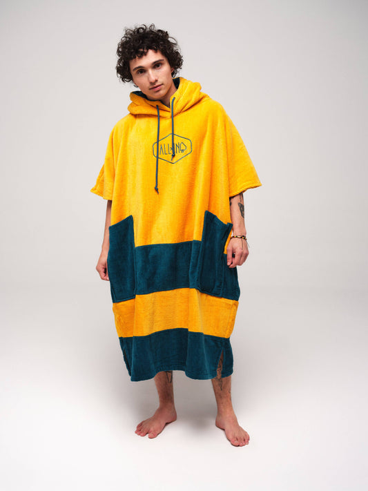 V Poncho Beach Crew - Goudgroen Eén maat