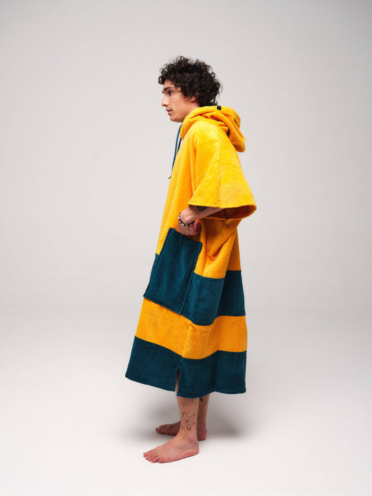 V Poncho Beach Crew - Goudgroen Eén maat
