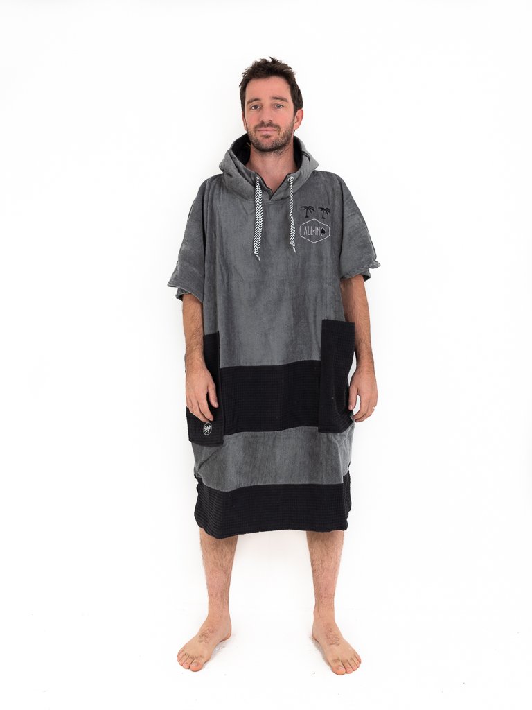 V Poncho Beach Crew - Charcoal / Black Waffle One Size