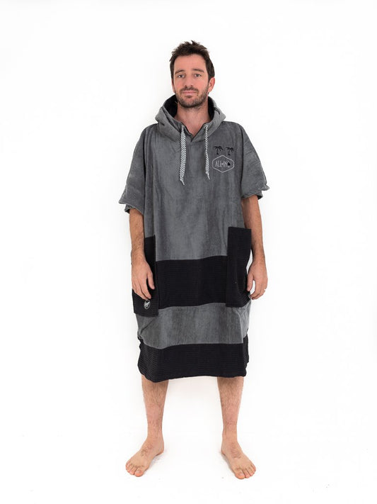 V Poncho Beach Crew - Charcoal / Black Waffle One Size
