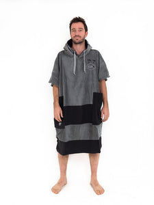 Poncho adulto con corte en V - Carbón / Negro