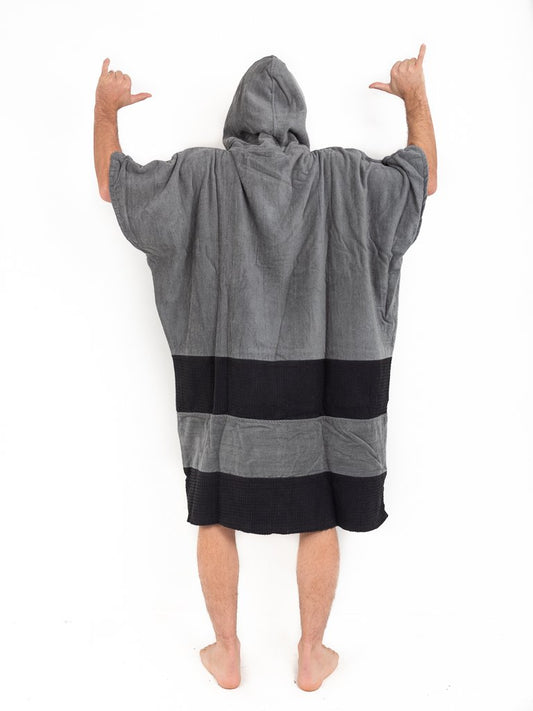 V Poncho Beach Crew - Charcoal / Black Waffle One Size